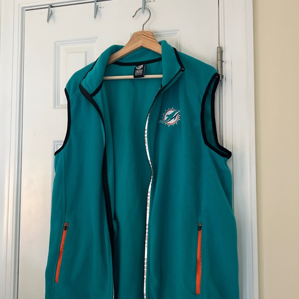 NFL Team Apparel Miami Dolphins Fleece Full Vest Reflective Size Large - Picture 4 of 12